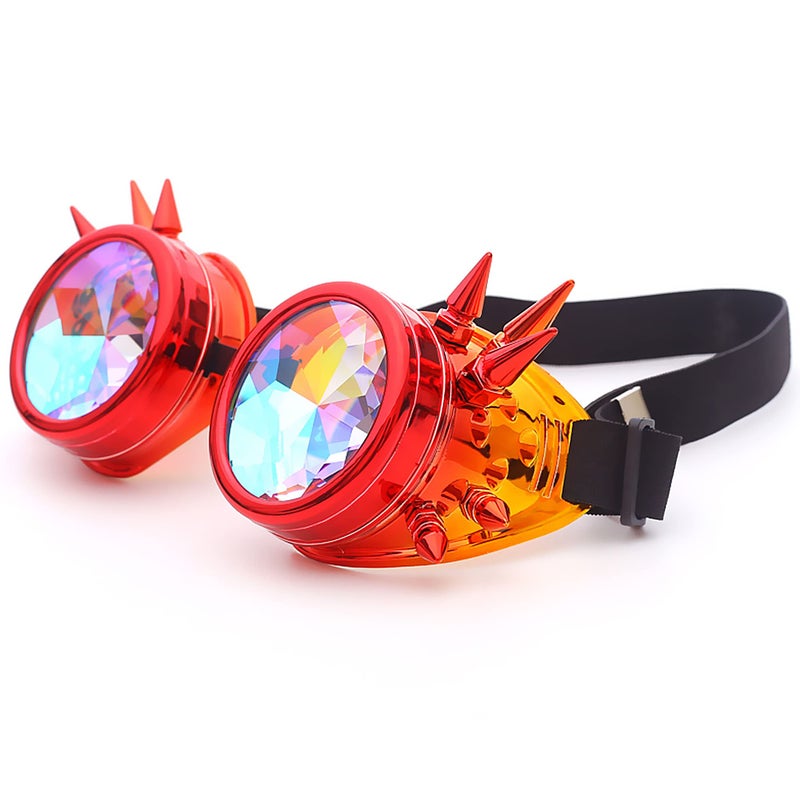 Lelinta Kaleidoscope Rave Goggles Steampunk Goggles Glasses Halloween Costume Accessories for Men Women Cosplay Party - Image 2